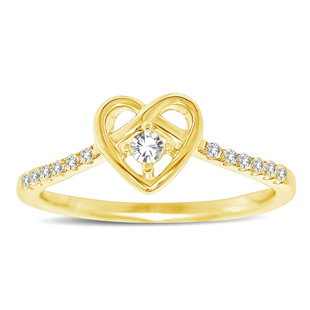 Anillo de corazón de diamantes de 1/5 quilates de oro amarillo de 10 quilates