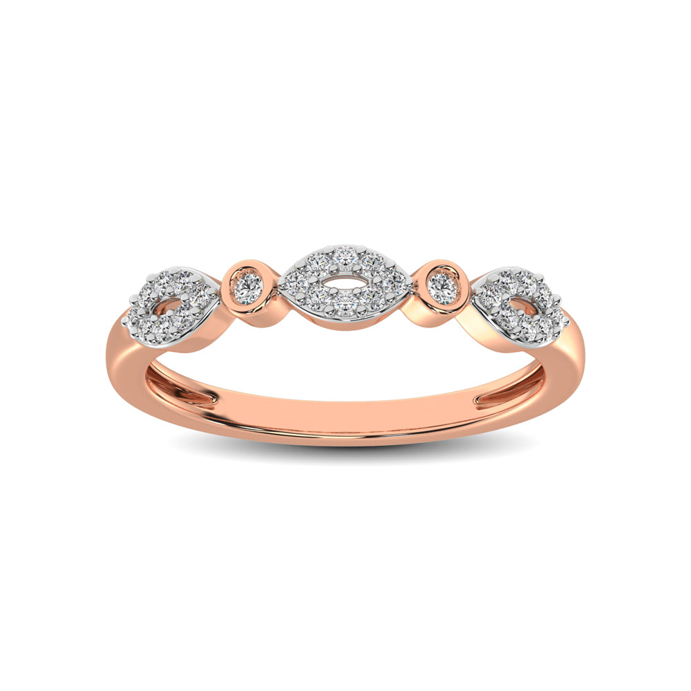 Banda apilable de diamantes de 1/6 quilates con forma redonda y marquesa en oro rosado de 10 quilates