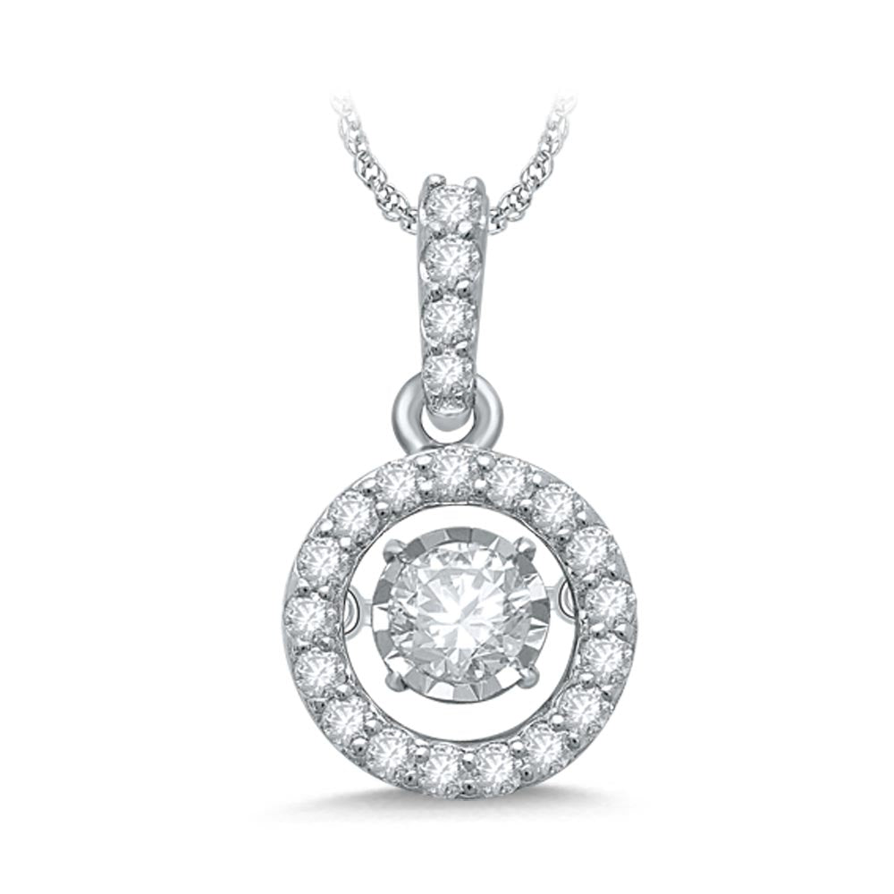 Colgante de moda con diamantes en movimiento de 1/3 quilates en oro blanco de 14 quilates