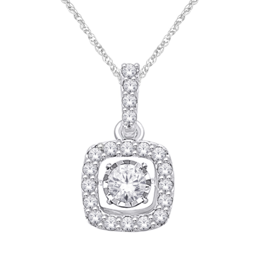 Colgante de moda con diamantes en movimiento de 1/3 quilates en oro blanco de 14 quilates