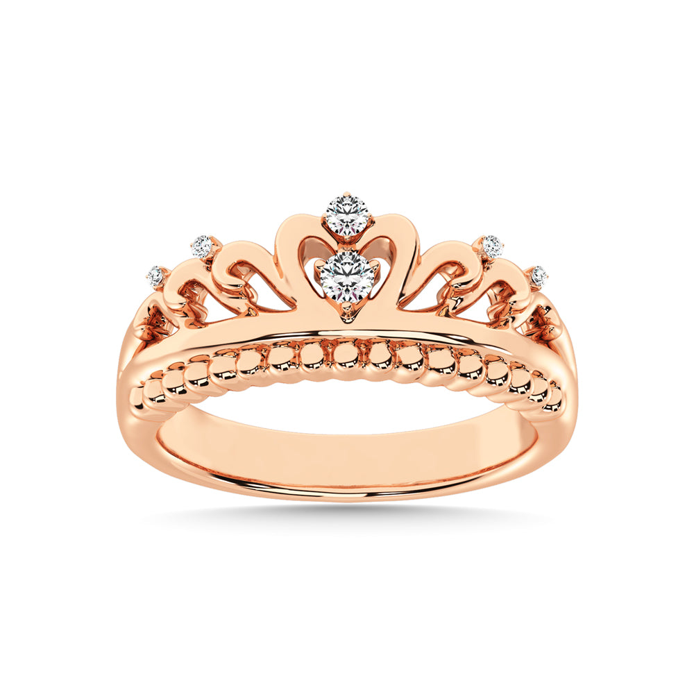 Banda apilable con corona de diamantes de 1/20 quilates en oro rosa de 14 quilates
