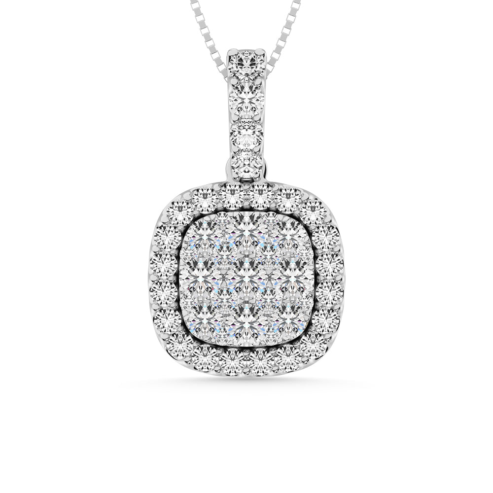 Colgante de moda con diamantes invisibles de 1/2 quilates en oro blanco de 14 quilates
