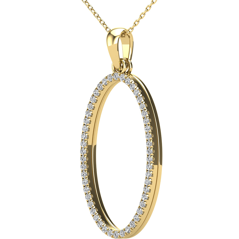 Colgante de forma ovalada con diamantes de 1/5 qt.Tw en oro amarillo de 10 k